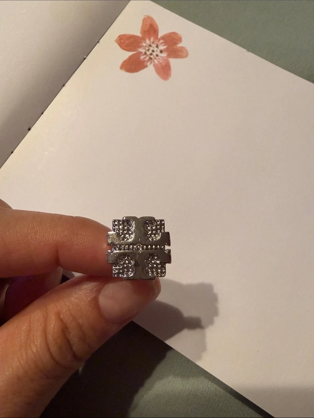 Tory Burch Silver Crystal Logo Square Stud Earrings